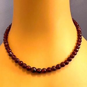 Garnet Necklace Choker Faceted Beads Antique Edwardian to Victorian Era